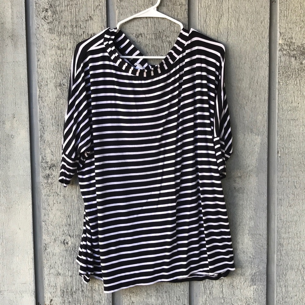 Chico’s black and white stripe top
